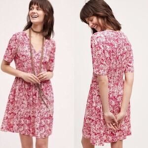 HD in Paris Anthropologie Archipelago Dress | Pink Floral | Women’s Size 10